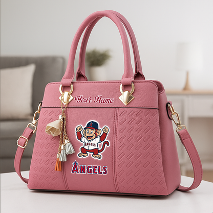 LIMITED EDITION - NEW CUSTOMIZED MLB27 LAA LA ANGELS ZIP HANDBAG MULTICOLOR