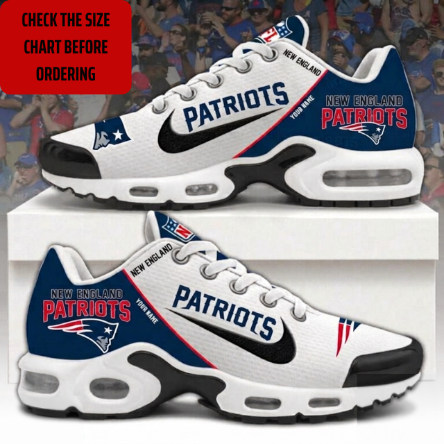LIMITED EDITION - NEW CUSTOMIZED NFL27 NEP NEW ENGLAND PATRIOTS AIR MAX PLUS SNEAKERS