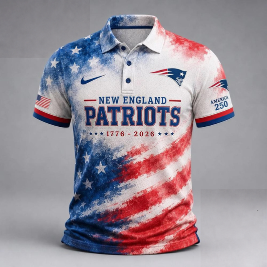 LIMITED EDITION - NEW CUSTOMIZED NFL27 NEP NEW ENGLAND PATRIOTS USA 250TH ANNIVERSARY POLO SHIRT, ZIP POLO SHIRT & T-SHIRTS