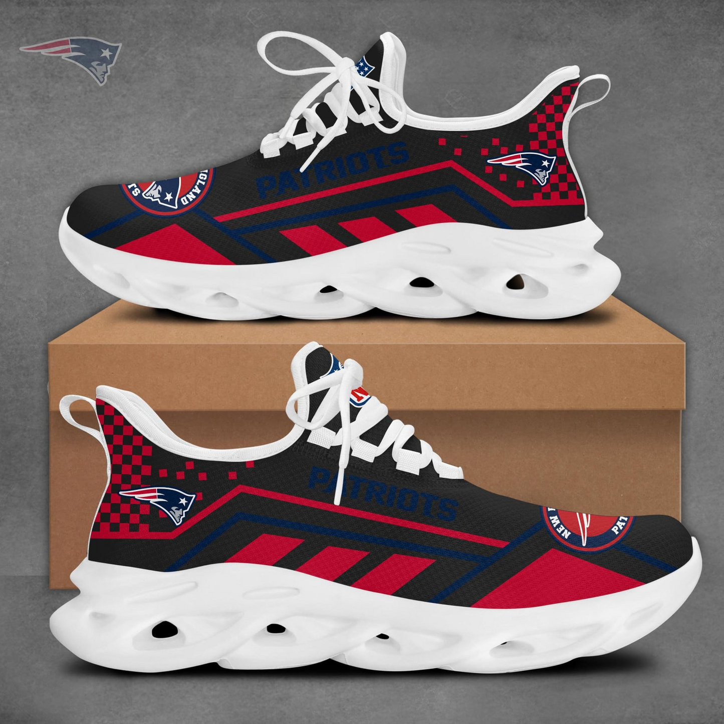 LIMITED EDITION - NEW CUSTOMIZED NFL27 NEP NEW ENGLAND PATRIOTS MAX SOUL SHOES