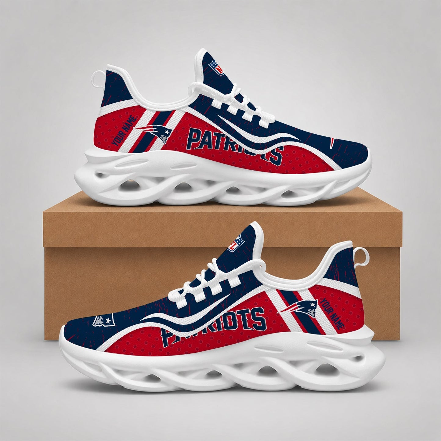 LIMITED EDITION - NEW CUSTOMIZED NFL27 NEP NEW ENGLAND PATRIOTS MAX SOUL SHOES