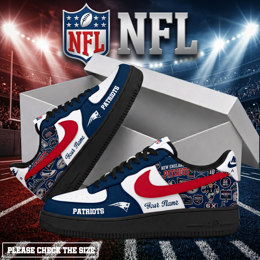FINAL SALE - NEW CUSTOMIZED NFL27 NEP NEW ENGLAND PATRIOTS AF1 SHOES