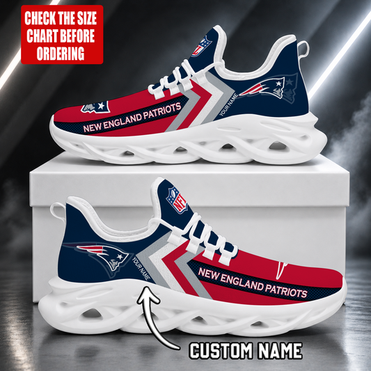 FINAL SALE - NEW CUSTOMIZED NFL27 NEP NEW ENGLAND PATRIOTS UNISEX MAX SOUL SHOES