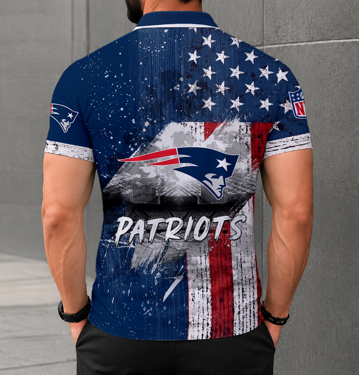 FINAL SALE - NEW CUSTOMIZED NFL27 NEP NEW ENGLAND PATRIOTS POLO SHIRT