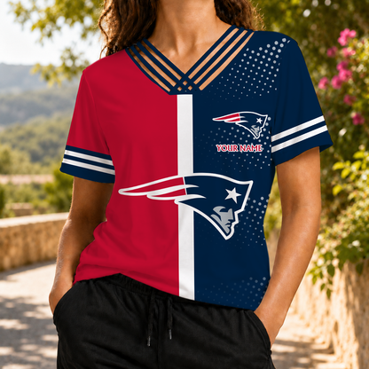VIRAL EDITION - NEW CUSTOMIZED NFL27 NEP NEW ENGLAND PATRIOTS V-NECK SHIRT