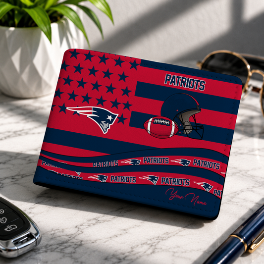 FINAL SALE - NEW CUSTOMIZED NFL27 NEP NEW ENGLAND PATRIOTS LEATHER WALLET