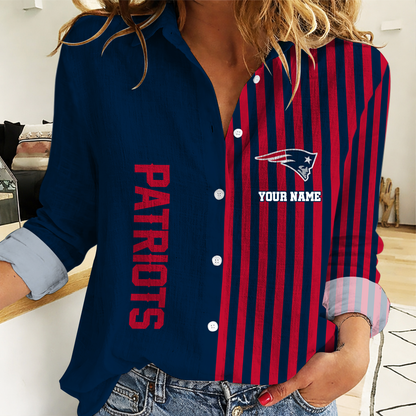 ELITE EDITION - NEW CUSTOMIZED NFL27 NEP NEW ENGLAND PATRIOTS WOMEN CASUAL SHIRT