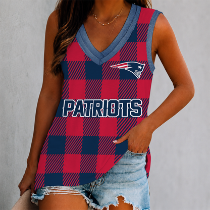 FLASH SALE - NEW CUSTOMIZED NFL27 NEP NEW ENGLAND PATRIOTS WOMEN'S V-NECK TANK TOP