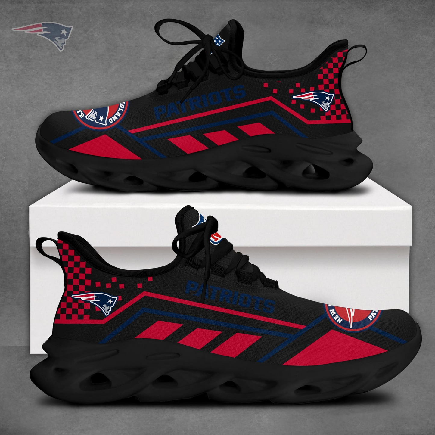 LIMITED EDITION - NEW CUSTOMIZED NFL27 NEP NEW ENGLAND PATRIOTS MAX SOUL SHOES