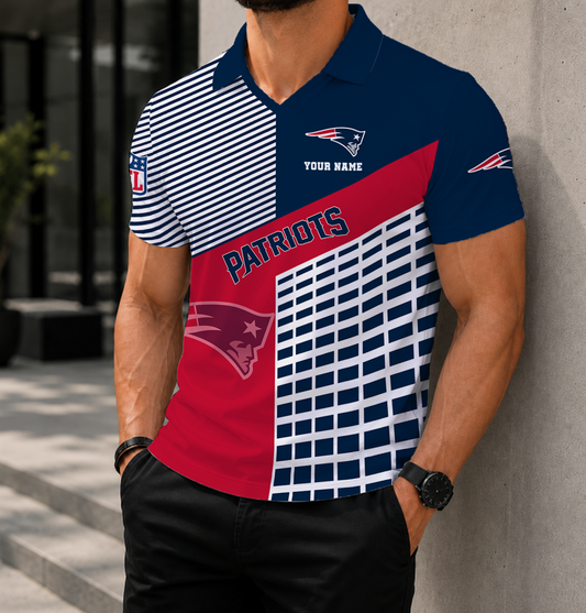 FINAL SALE - NEW CUSTOMIZED NFL27 NEP NEW ENGLAND PATRIOTS POLO SHIRT