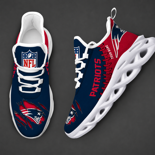 FINAL SALE - NEW CUSTOMIZED NFL27 NEP NEW ENGLAND PATRIOTS UNISEX MAX SOUL SHOES