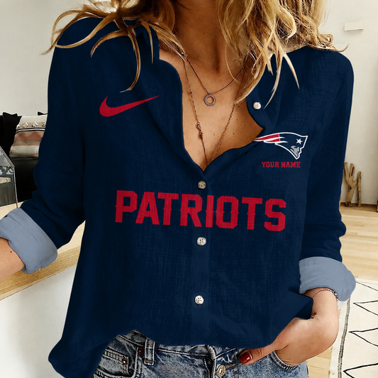 FINAL SALE - NEW CUSTOMIZED NFL27 NEP NEW ENGLAND PATRIOTS WOMEN CASUAL SHIRT