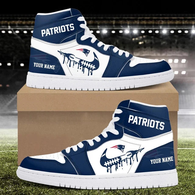 EXCLUSIVE EDITION - NEW CUSTOMIZED NFL27 NEP NEW ENGLAND PATRIOTS AIR JORDAN SNEAKERS