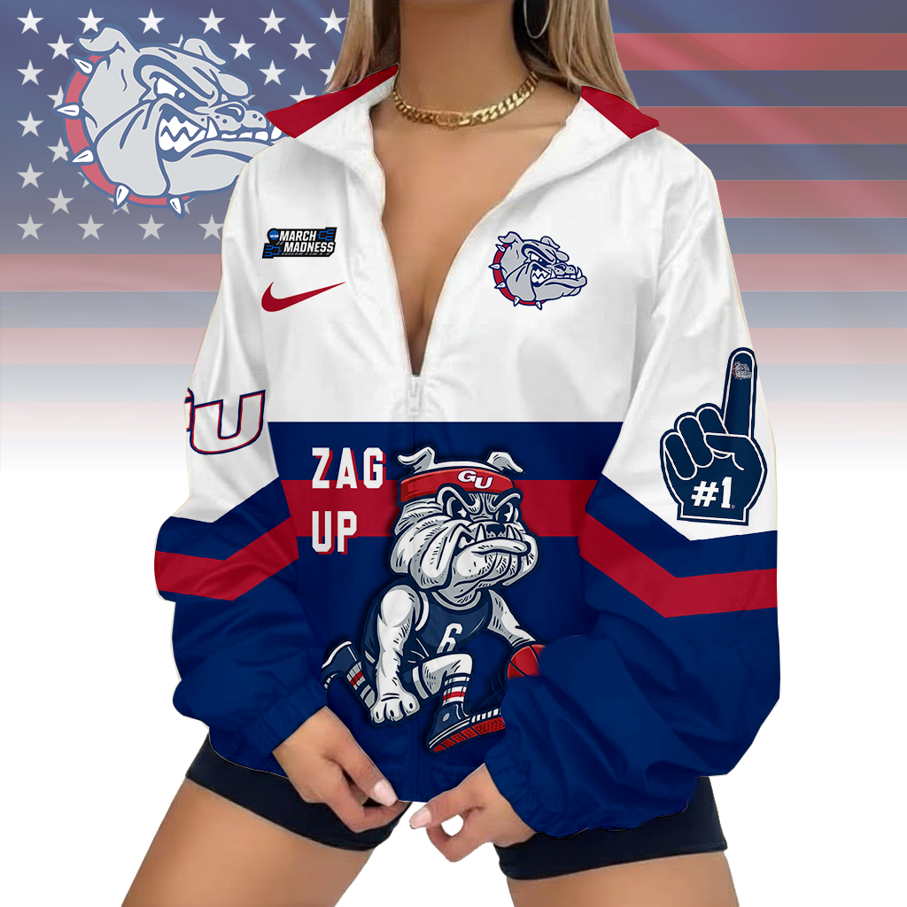 LIMITED EDITION - NEW CUSTOMIZED MAM NCAA27 GOB GO BULLDOGS V-NECK ZIPPER JACKET