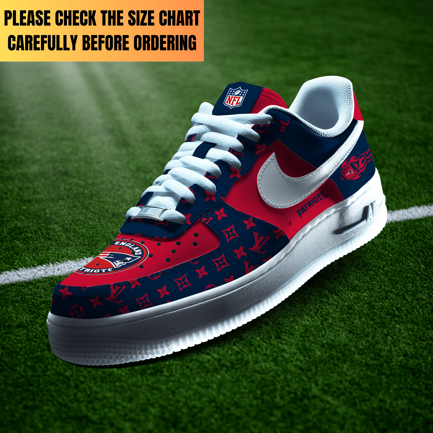 VIRAL EDITION - NEW CUSTOMIZED NFL27 NEP NEW ENGLAND PATRIOTS AF1 SHOES