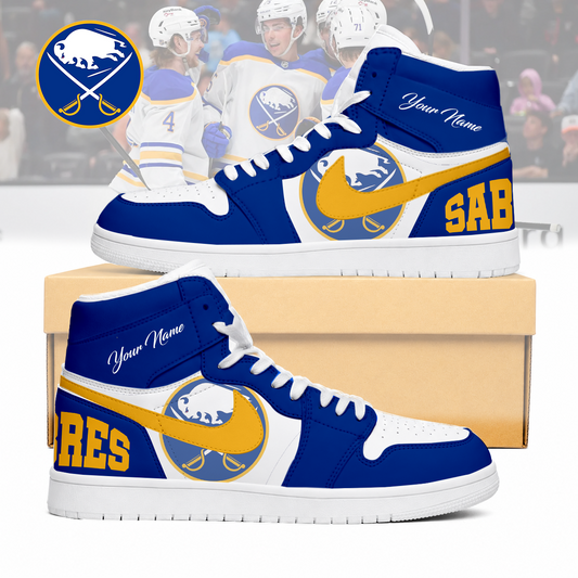 FINAL SALE - NEW CUSTOMIZED NHL28 BFS BUFFALO SABRES AIR JORDAN SNEAKERS