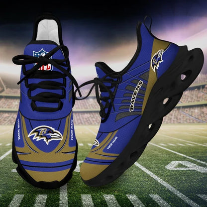 SPECIAL EDITION - NEW CUSTOMIZED NFL28 BTR BALTIMORE RAVENS UNISEX MAX SOUL SHOES