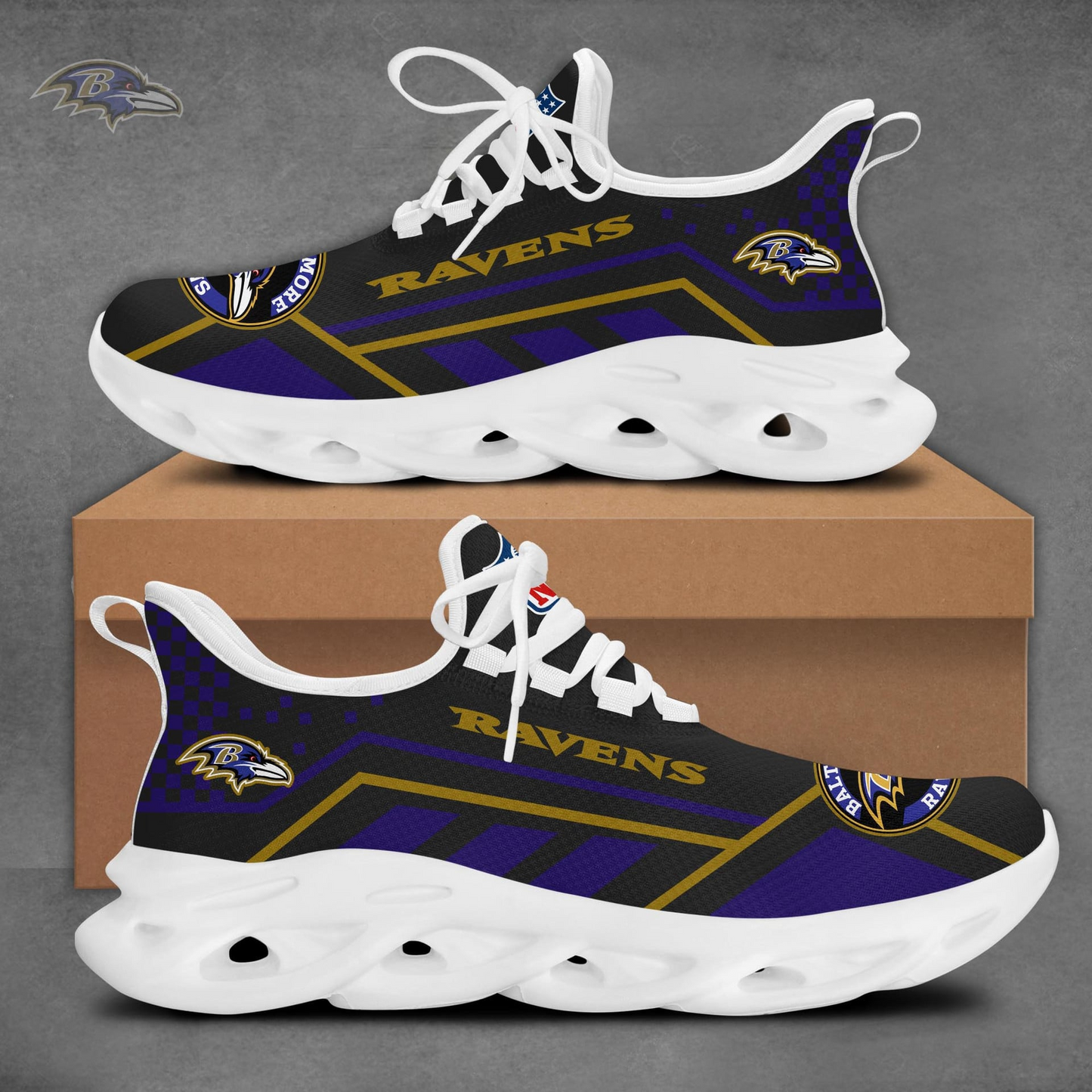 LIMITED EDITION - NEW CUSTOMIZED NFL28 BTR BALTIMORE RAVENS MAX SOUL SHOES