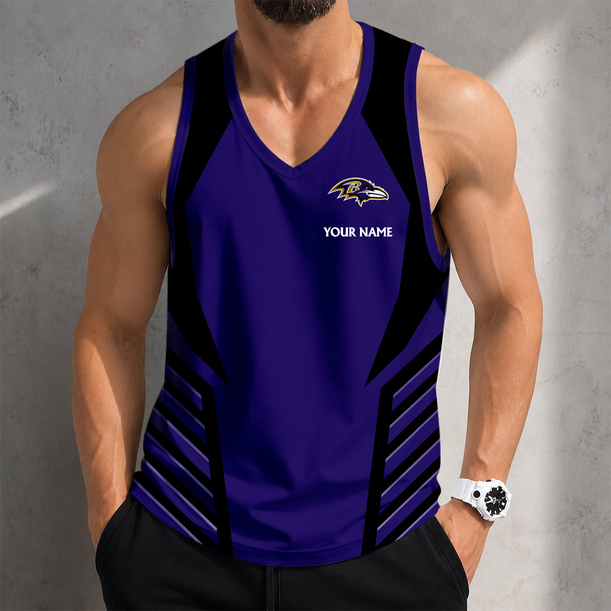 LIMITED EDITION - NEW CUSTOMIZED NFL28 BTR BALTIMORE RAVENS TANK TOP