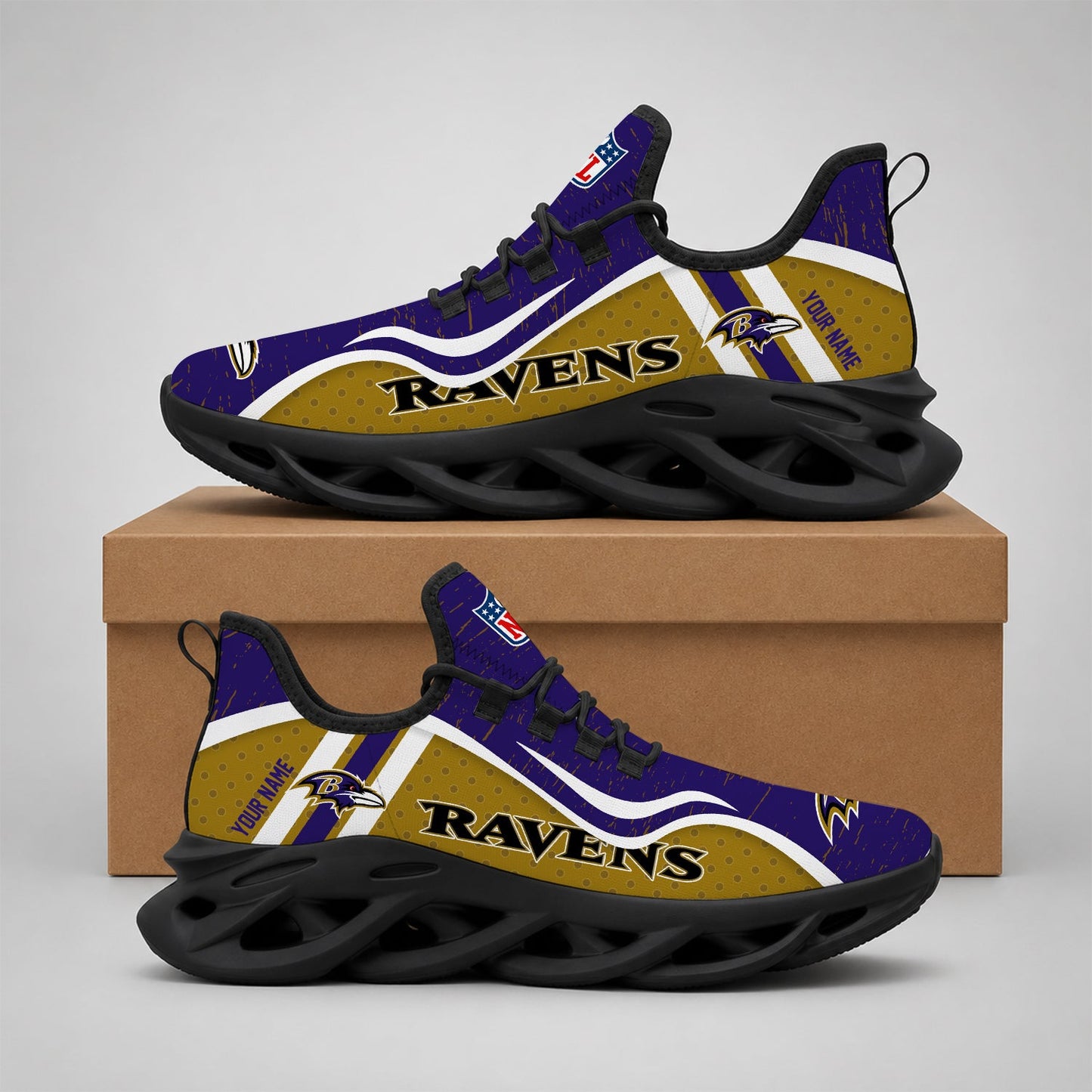 LIMITED EDITION - NEW CUSTOMIZED NFL28 BTR BALTIMORE RAVENS MAX SOUL SHOES