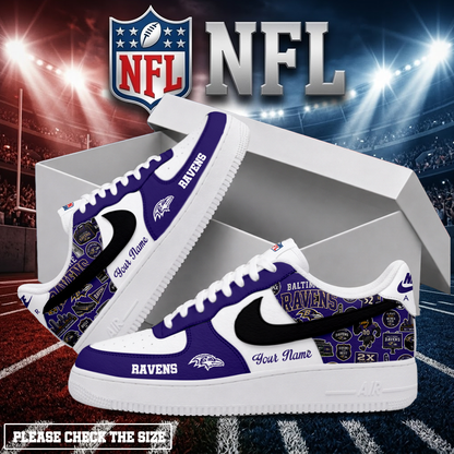 FINAL SALE - NEW CUSTOMIZED NFL28 BTR BALTIMORE RAVENS AF1 SHOES