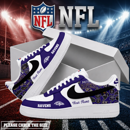 FINAL SALE - NEW CUSTOMIZED NFL28 BTR BALTIMORE RAVENS AF1 SHOES