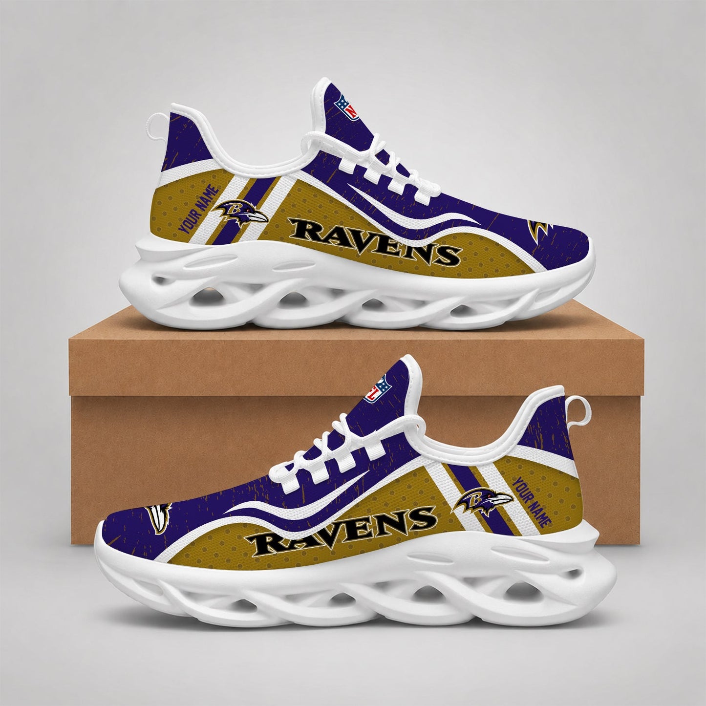 LIMITED EDITION - NEW CUSTOMIZED NFL28 BTR BALTIMORE RAVENS MAX SOUL SHOES