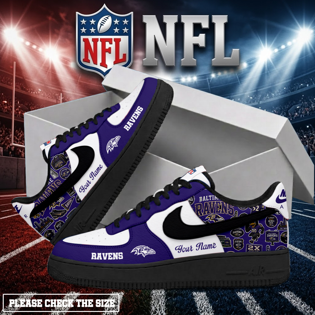 FINAL SALE - NEW CUSTOMIZED NFL28 BTR BALTIMORE RAVENS AF1 SHOES