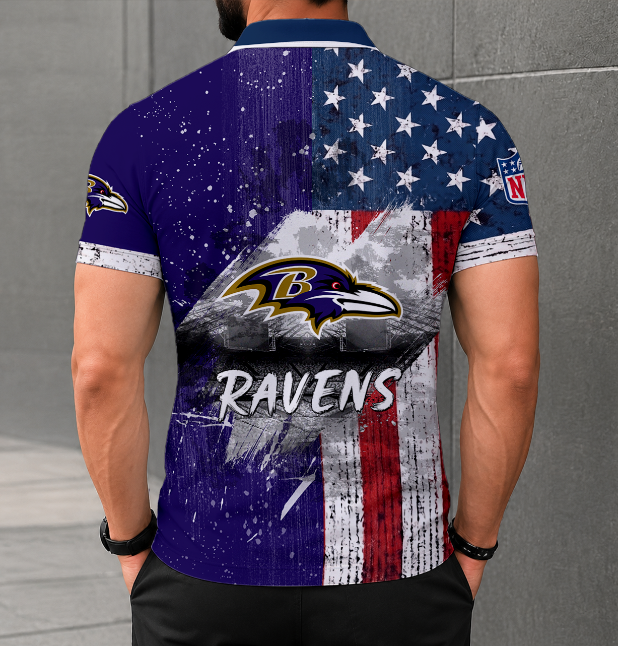FINAL SALE - NEW CUSTOMIZED NFL28 BTR BALTIMORE RAVENS POLO SHIRT