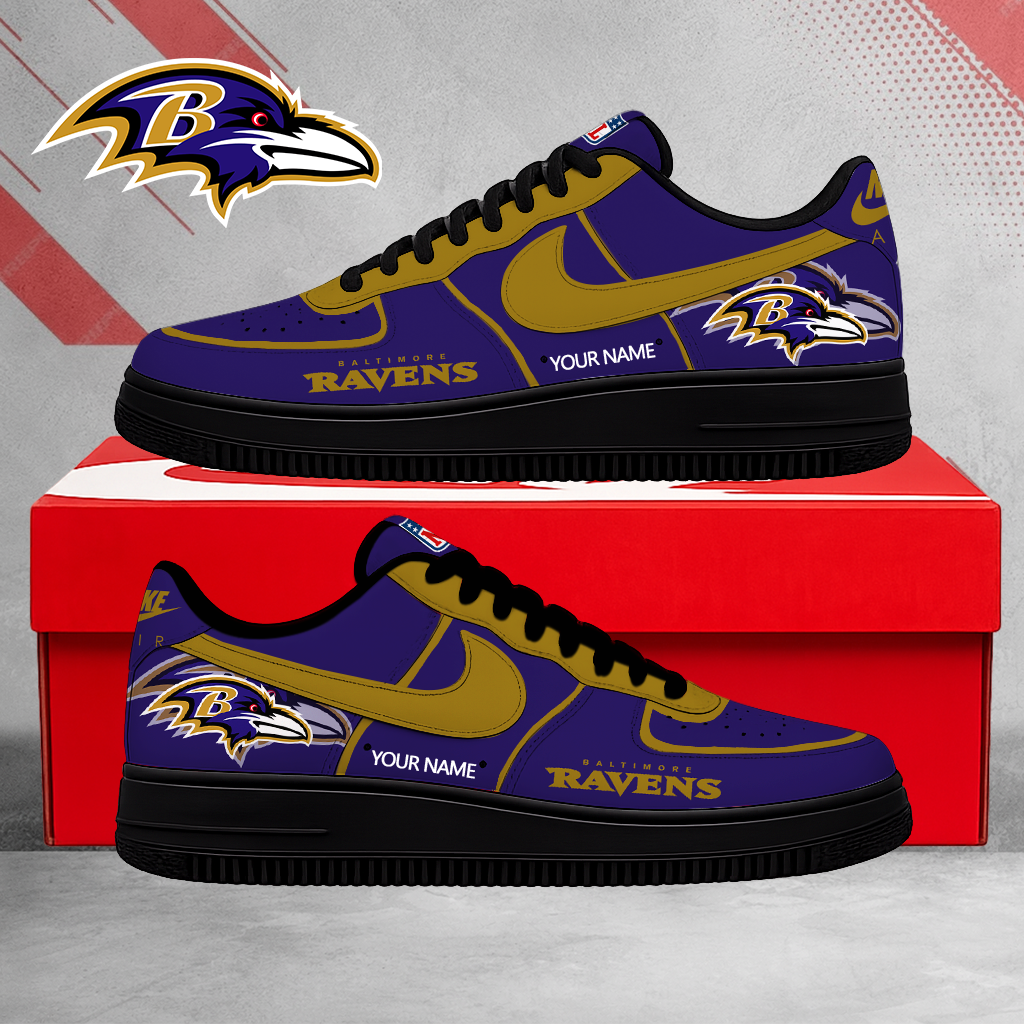 EXCLUSIVE EDITION - NEW CUSTOMIZED NFL28 BTR BALTIMORE RAVENS AF1 SHOES