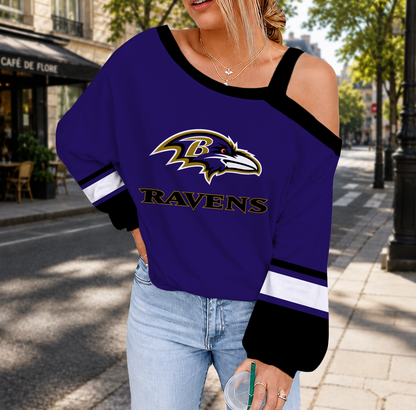 LIMITED EDITION - NEW CUSTOMIZED NFL28 BTR BALTIMORE RAVENS DROP SHOULDER SWEATSHIRT