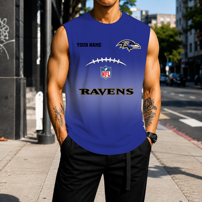VIRAL EDITION - NEW CUSTOMIZED NFL28 BTR BALTIMORE RAVENS MEN'S GYM SHIRT
