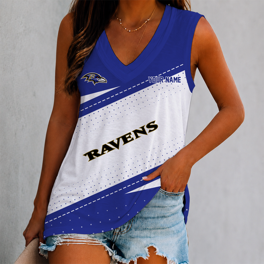 VIRAL EDITION - NEW CUSTOMIZED NFL28 BTR BALTIMORE RAVENS WOMEN'S V-NECK TANK TOP