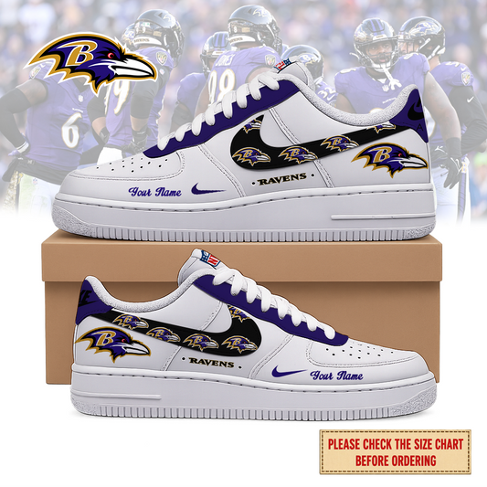 VIRAL EDITION - NEW CUSTOMIZED NFL28 BTR BALTIMORE RAVENS AF1 SHOES