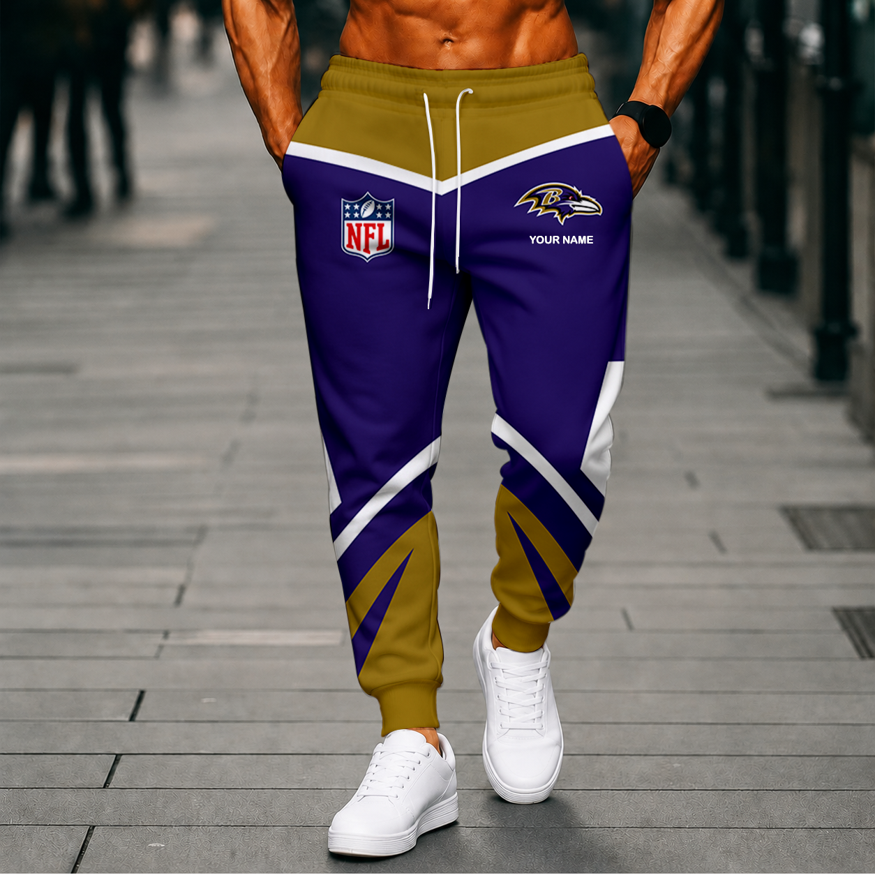FINAL SALE - NEW CUSTOMIZED NFL28 BTR BALTIMORE RAVENS SWEATPANTS