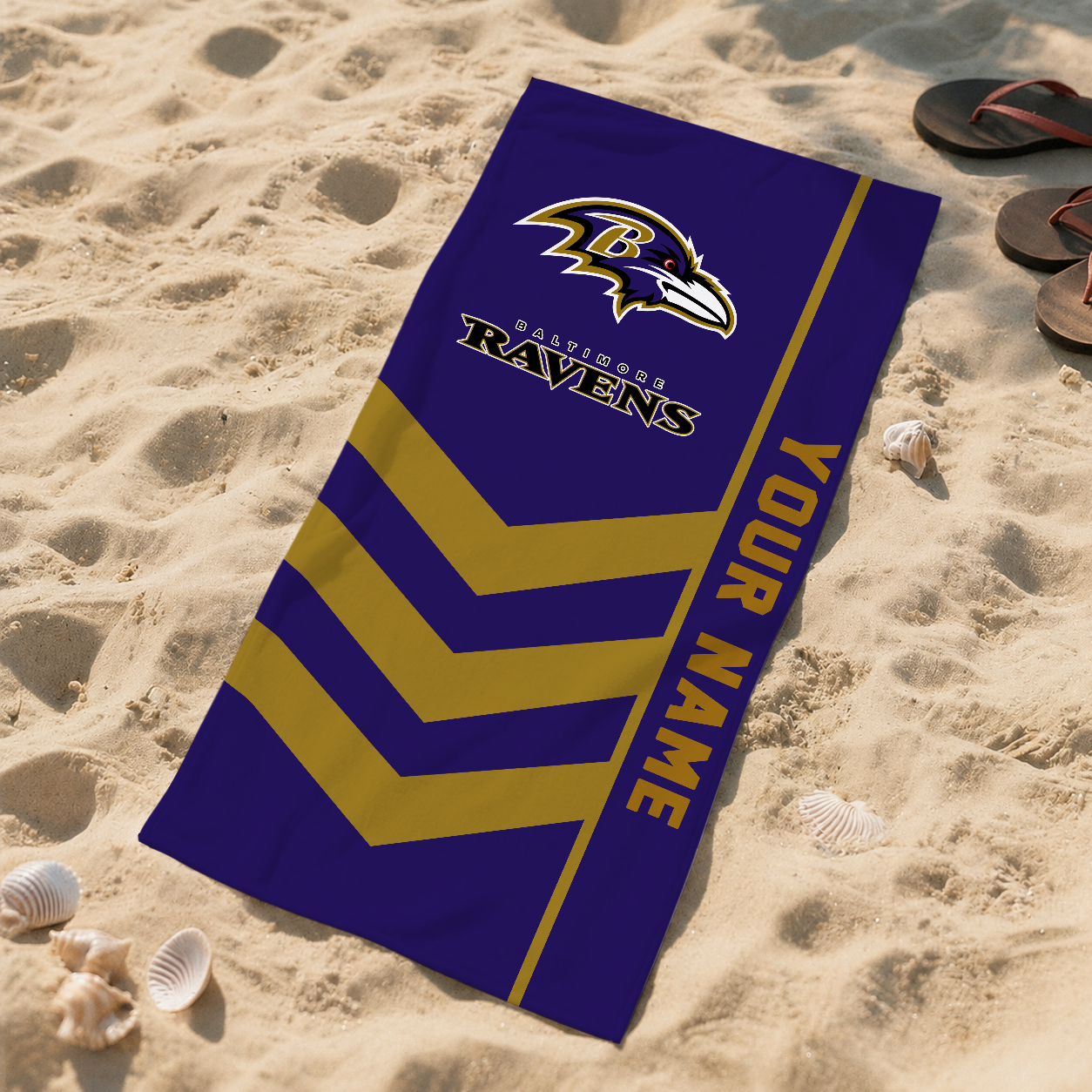 HOT DEAL - NEW CUSTOMIZED NFL28 BTR BALTIMORE RAVENS BEACH TOWEL