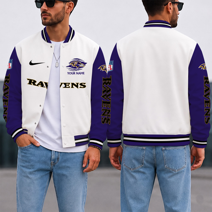 SPECIAL EDITION - NEW CUSTOMIZED NFL28 BTR BALTIMORE RAVENS SATIN VARSITY & BASEBALL JACKET