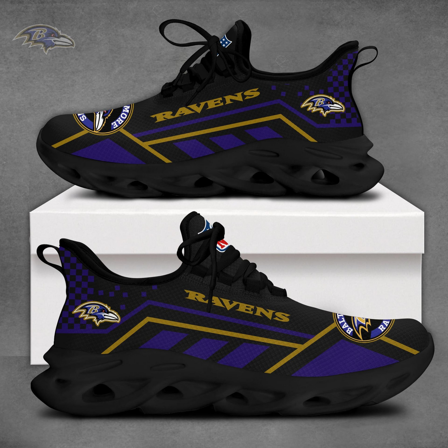 LIMITED EDITION - NEW CUSTOMIZED NFL28 BTR BALTIMORE RAVENS MAX SOUL SHOES