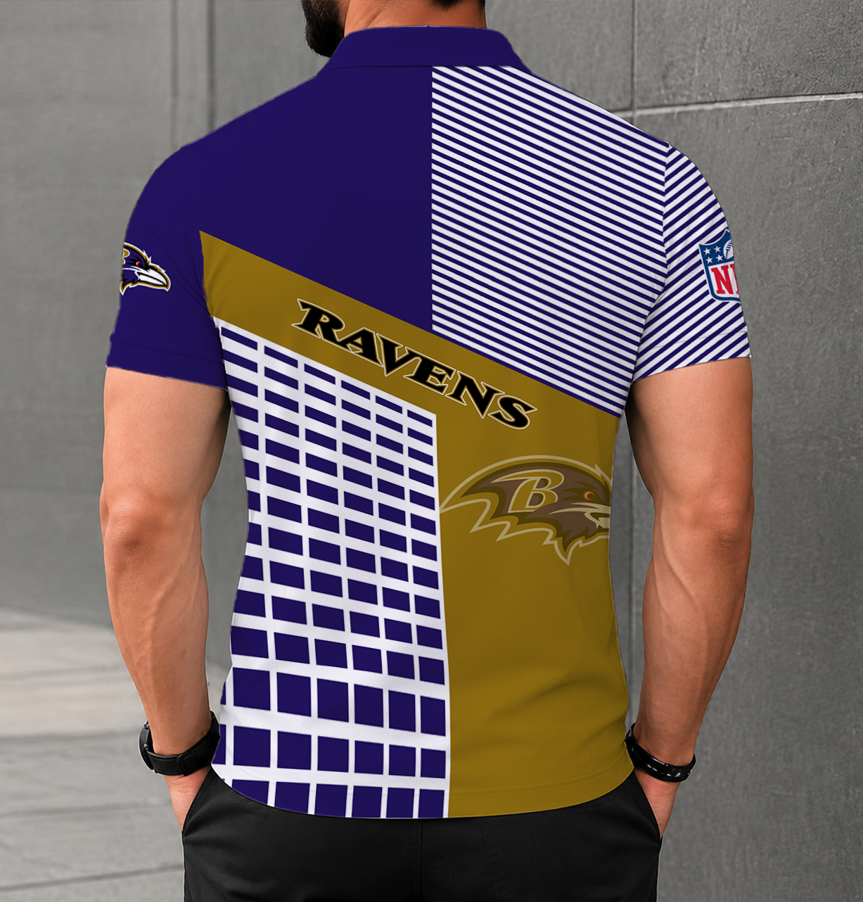 FINAL SALE - NEW CUSTOMIZED NFL28 BTR BALTIMORE RAVENS POLO SHIRT