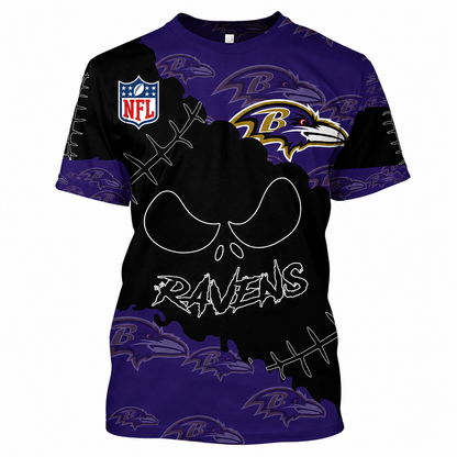 SPECIAL EDITION - NEW CUSTOMIZED NFL28 BTR BALTIMORE RAVENS HALLOWEEN SKULL APPAREL FOR FANS