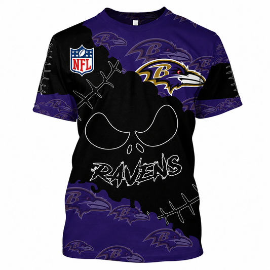 SPECIAL EDITION - NEW CUSTOMIZED NFL28 BTR BALTIMORE RAVENS HALLOWEEN SKULL APPAREL FOR FANS