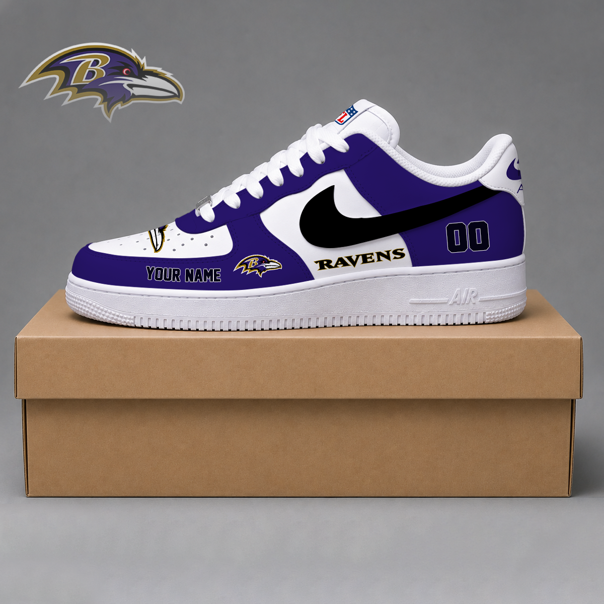 ELITE EDITION - NEW CUSTOMIZED NFL28 BTR BALTIMORE RAVENS AF1 SHOES