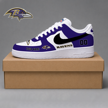 ELITE EDITION - NEW CUSTOMIZED NFL28 BTR BALTIMORE RAVENS AF1 SHOES