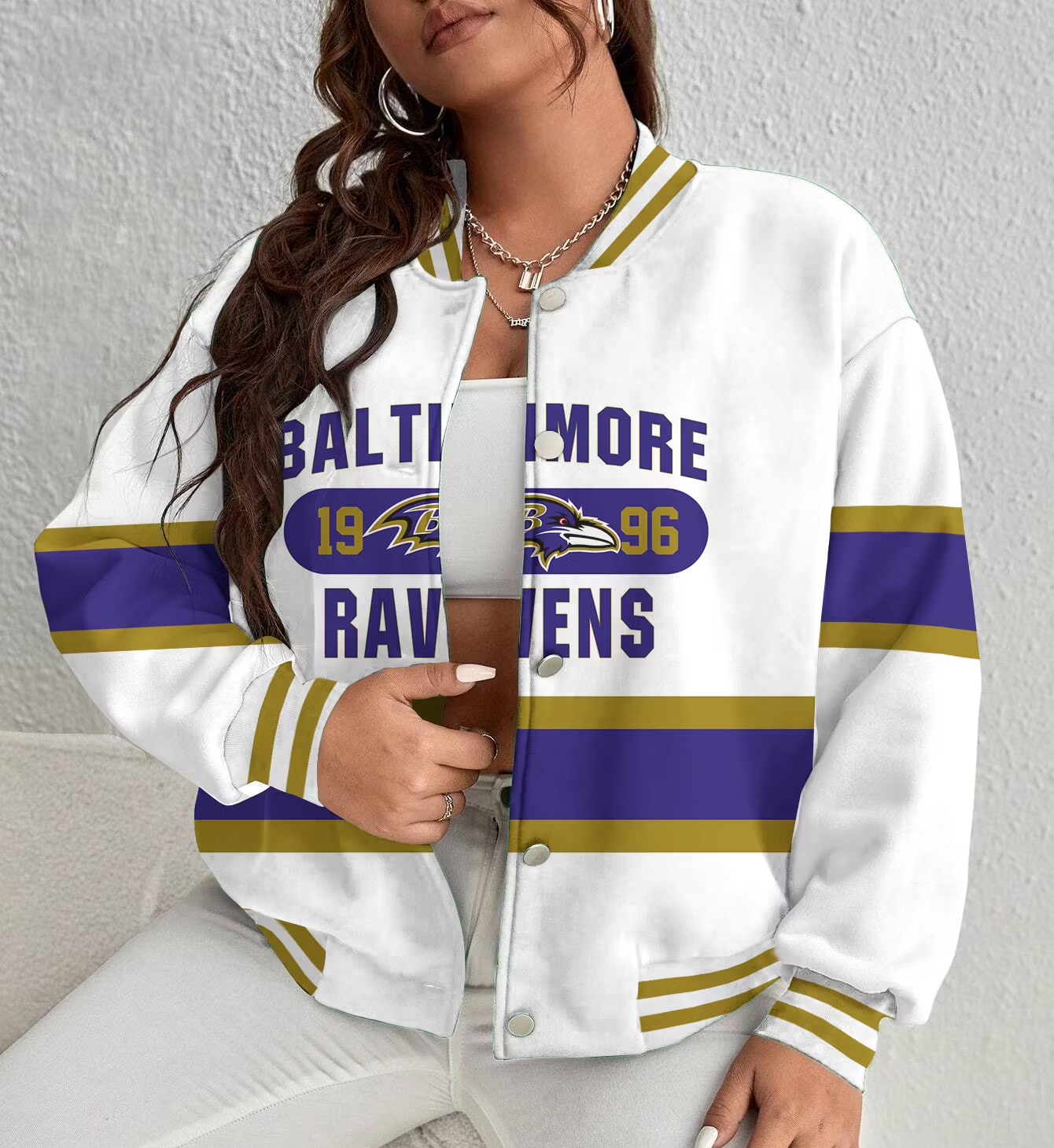 FINAL SALE - NEW CUSTOMIZED NFL28 BTR BALTIMORE RAVENS SATIN VARSITY & BASEBALL JACKET