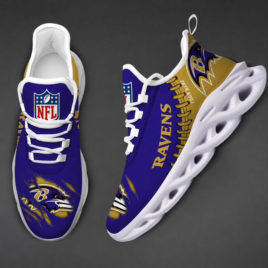 FINAL SALE - NEW CUSTOMIZED NFL28 BTR BALTIMORE RAVENS UNISEX MAX SOUL SHOES