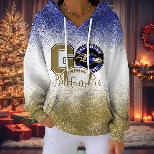 SPECIAL EDITION - NEW CUSTOMIZED NFL28 BTR BALTIMORE RAVENS RIBBED HOODIE & SWEATSHIRT