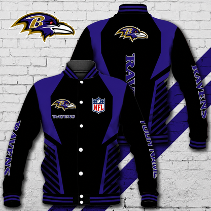 LIMITED EDITION - NEW CUSTOMIZED NFL28 BTR BALTIMORE RAVENS SATIN VARSITY & BASEBALL JACKET