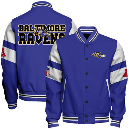 VIRAL EDITION - NEW CUSTOMIZED NFL28 BTR BALTIMORE RAVENS SATIN VARSITY & BASEBALL JACKET