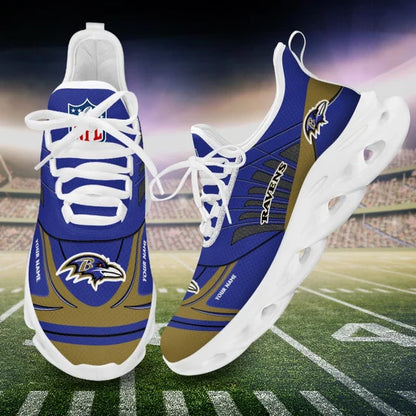 SPECIAL EDITION - NEW CUSTOMIZED NFL28 BTR BALTIMORE RAVENS UNISEX MAX SOUL SHOES