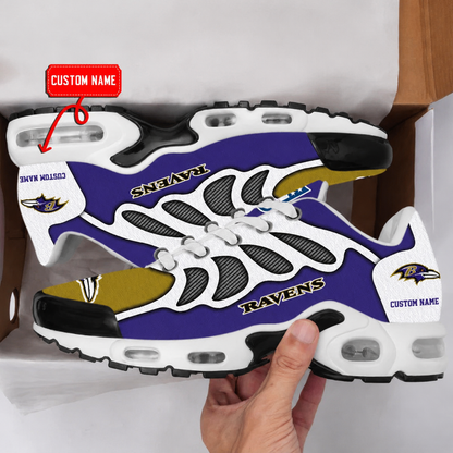 HOT DEAL - NEW CUSTOMIZED NFL28 BTR BALTIMORE RAVENS AIR MAX PLUS SNEAKERS